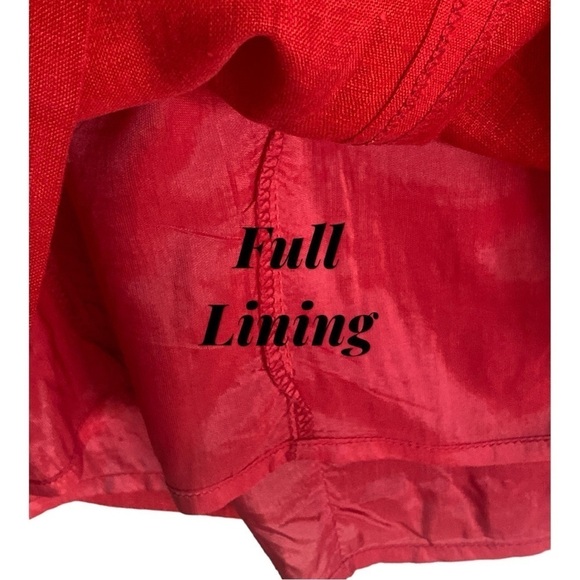 NY Sake LINEN Shirt Dress Silver Hardware Zip front, zipper pockets Red Size 1… - Picture 11 of 16